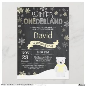 Winter Onederland 1st Birthday Invitation