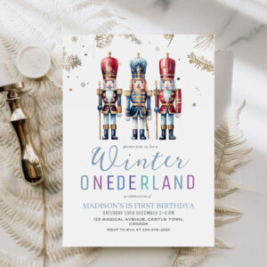 Winter Onederland Christmas Birthday Party 1st Invitation