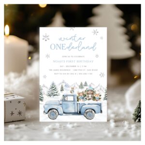 Winter Onederland First Birthday Invitation