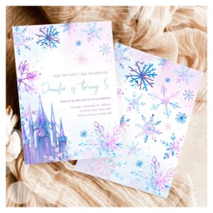 Winter Wonderland Snowflakes Girl Snow Birthday Invitation