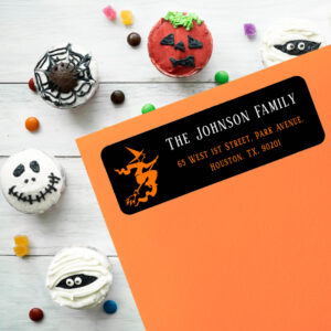 Witch Halloween Party Mail Black Return Address Label
