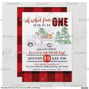 woodland_oh_what_fun_it_is_to_be_one_1st_birthday_invitation-ra6ff6e49b9ea4f2790222e9c897c1e7d_tcv4s_2154 Woodland Oh what Fun it is to be ONE 1st Birthday Invitation