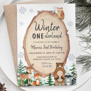 woodland_winter_onederland_birthday_invitation-r_8drb27_2154 Woodland Winter Onederland Birthday Invitation