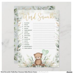 word_scramble_teddy_bear_greenery_baby_shower_game_invitation-r392b873e405a41dcad5c2e193707b104_tcv4j_2154 Word Scramble Teddy Bear Greenery Baby Shower Game Invitation
