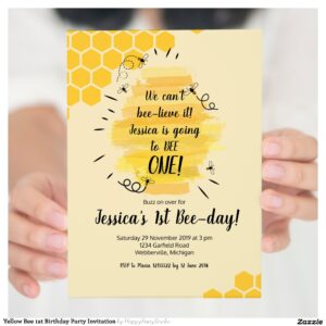 yellow_bee_1st_birthday_party_invitation-r_wsay57_2154 Yellow Bee 1st Birthday Party Invitation