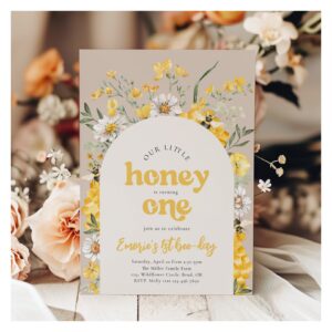 yellow_wildflower_bee_first_birthday_invitation-r_zzwf6g_2154 Yellow Wildflower Bee First Birthday Invitation