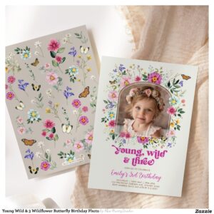 young_wild_3_wildflower_butterfly_birthday_photo_invitation-r_iaf58s_2154 Young Wild & 3 Wildflower Butterfly Birthday Photo Invitation