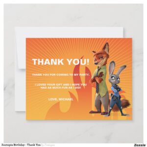Zootopia Birthday - Thank You
